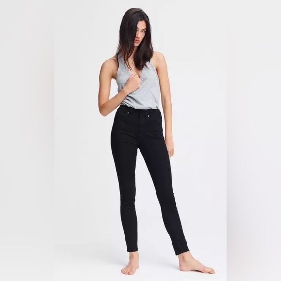 RAG & BONE Sz 31 Nina Jeans Skinny High Rise Ankle Length in Black Denim - Picture 1 of 11